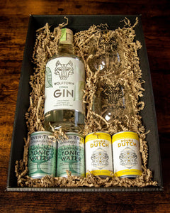 Wolftown 70cl Gin, Tonic and Glasses Hamper Tray - Wolftown